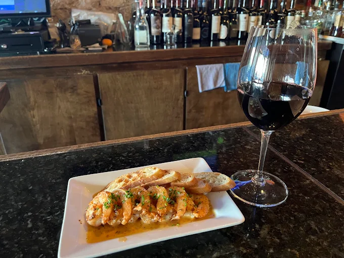 Sushi and a glass of red wine at Crush Wine Bar
